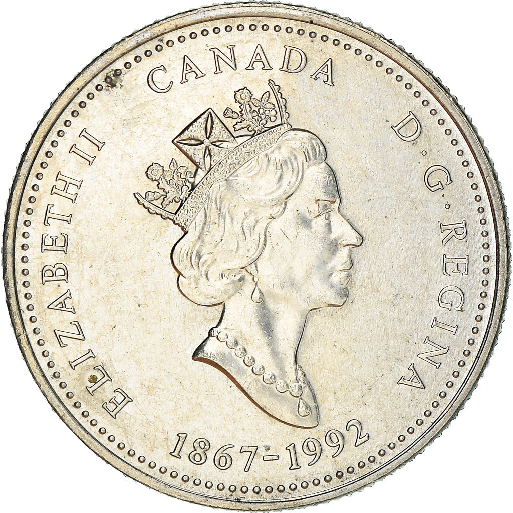 Coin, Canada, Elizabeth II, 25 Cents, 1992, Royal Canadian Mint, Ottawa