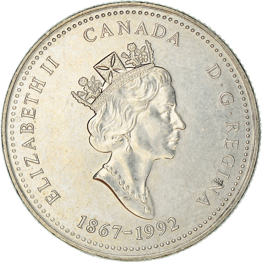 Coin, Canada, Elizabeth II, 25 Cents, 1992, Royal Canadian Mint, Ottawa