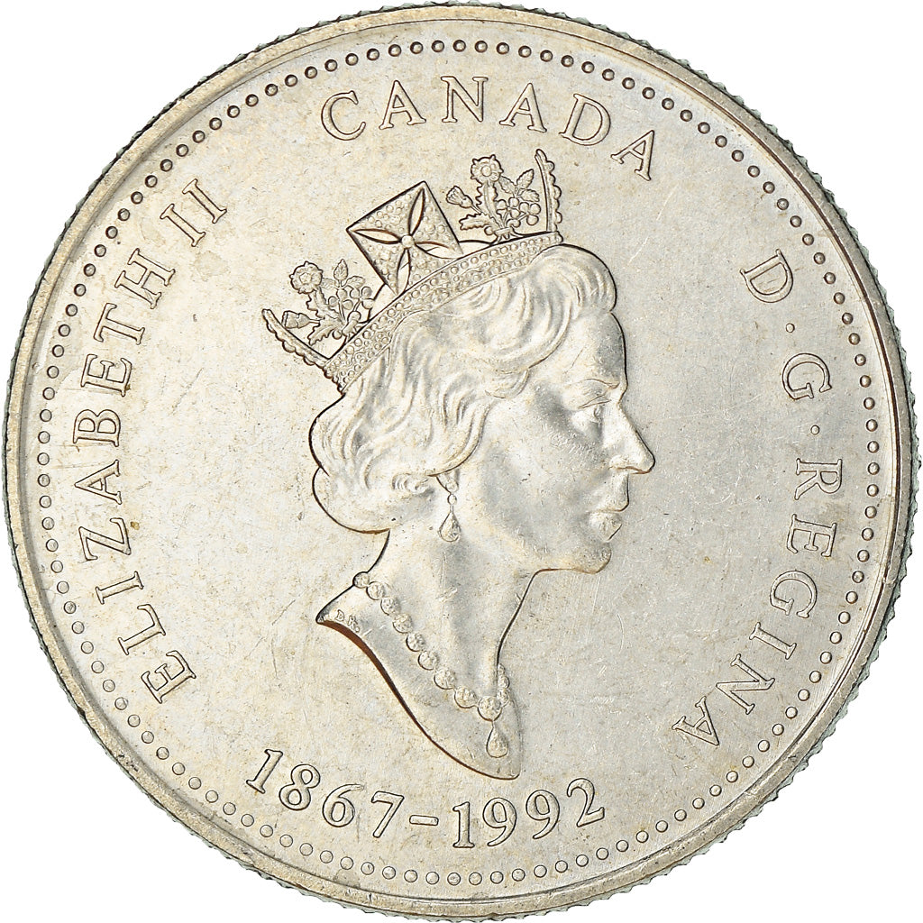 Coin, Canada, Elizabeth II, 25 Cents, 1992, Royal Canadian Mint, Ottawa
