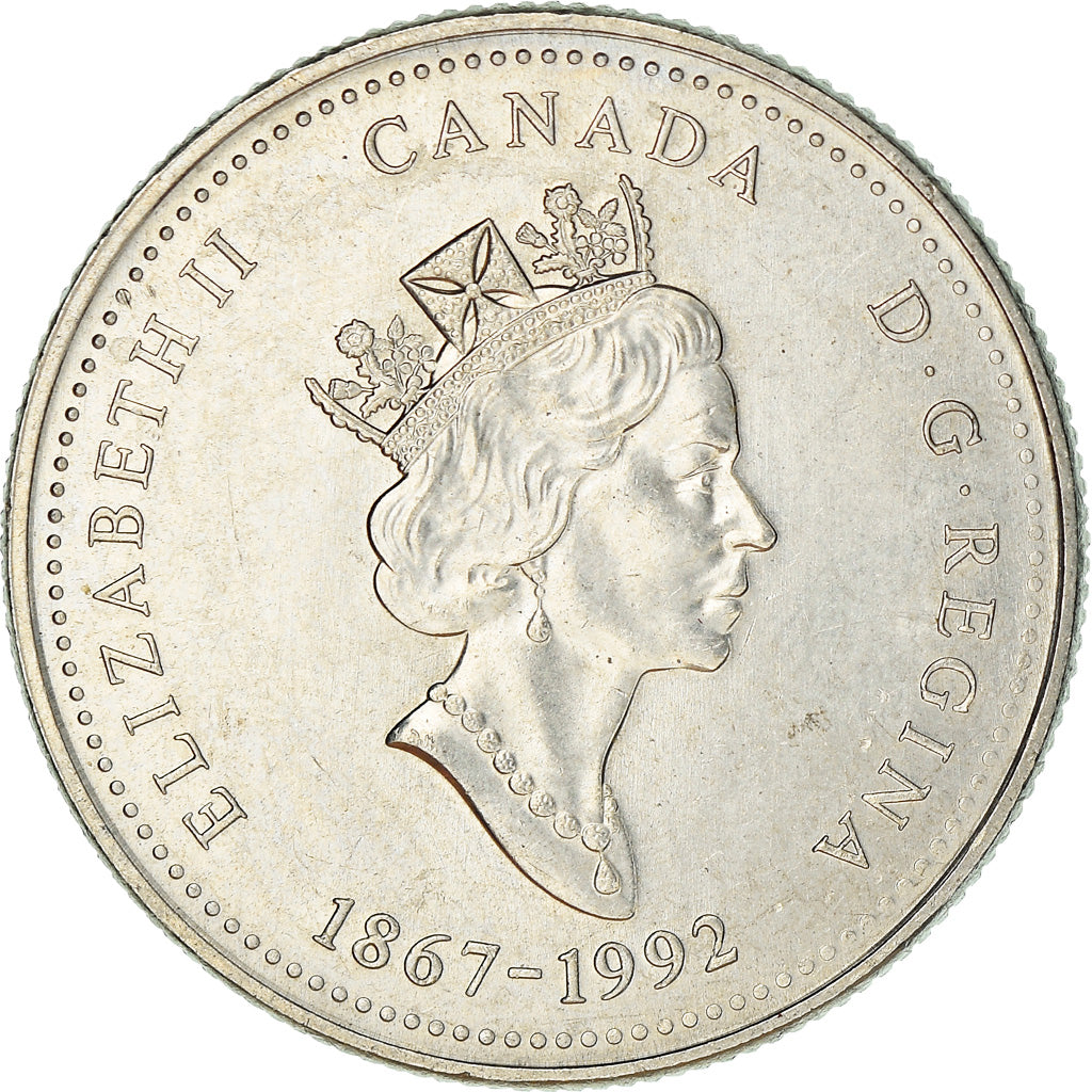 Coin, Canada, Elizabeth II, 25 Cents, 1992, Royal Canadian Mint, Ottawa