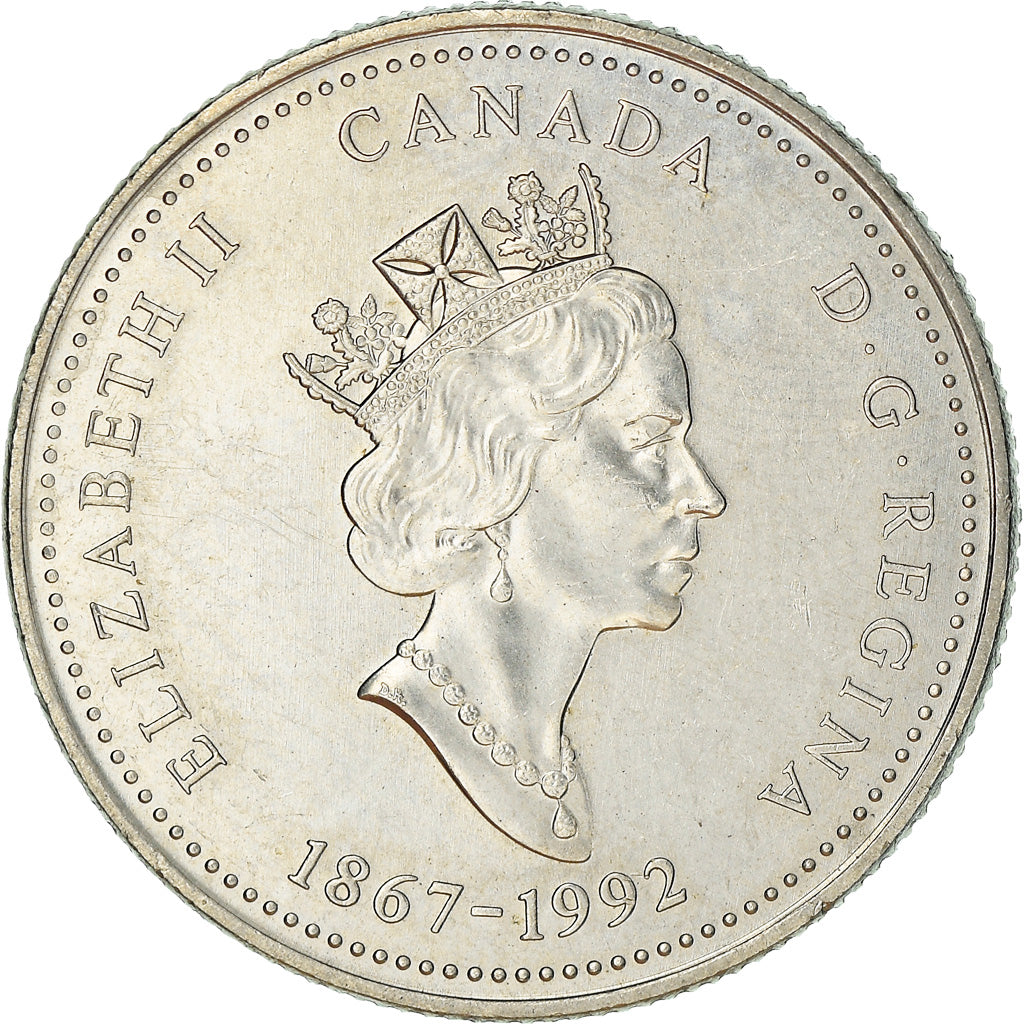 Coin, Canada, Elizabeth II, 25 Cents, 1992, Royal Canadian Mint, Ottawa