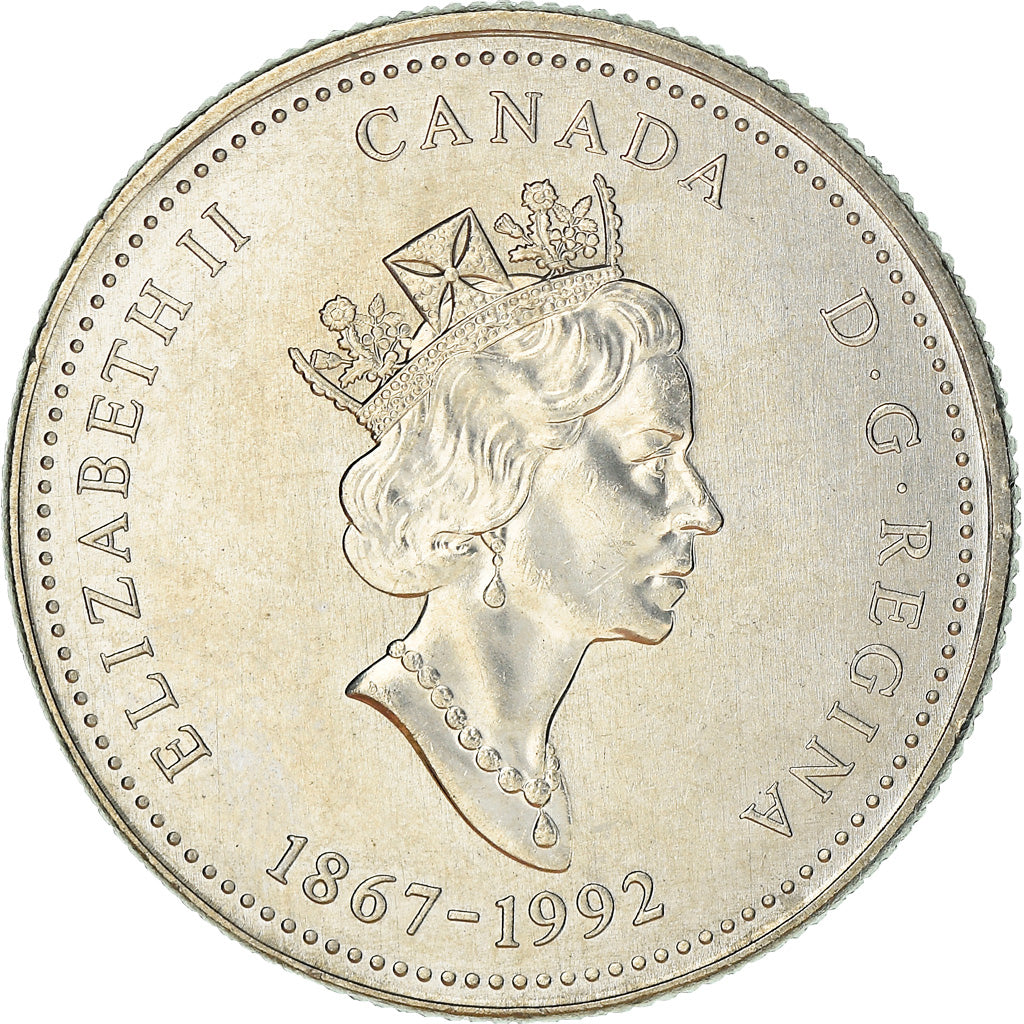 Coin, Canada, Elizabeth II, 25 Cents, 1992, Royal Canadian Mint, Ottawa