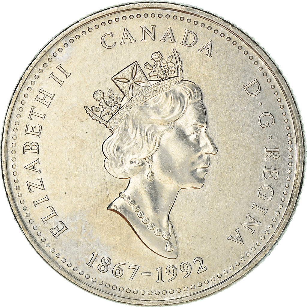 Coin, Canada, Elizabeth II, 25 Cents, 1992, Royal Canadian Mint, Ottawa