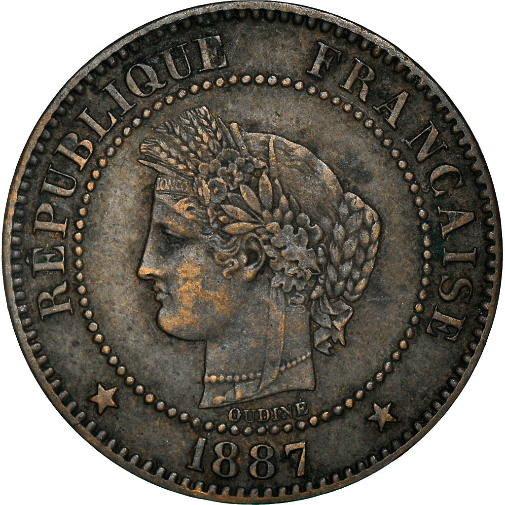 Coin, France, Cérès, 2 Centimes, 1887, Paris, EF(40-45), Bronze, KM:827.1