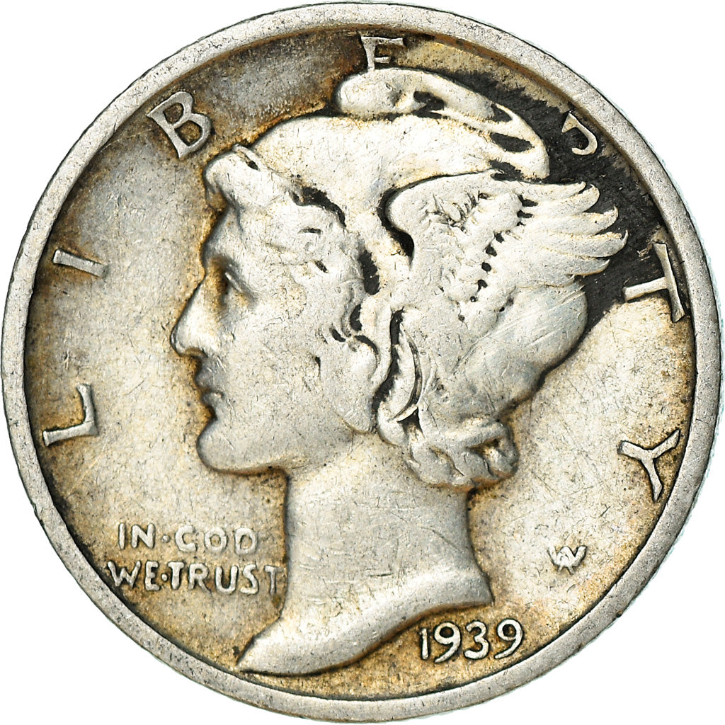 Coin, United States, Mercury Dime, Dime, 1939, U.S. Mint, San Francisco
