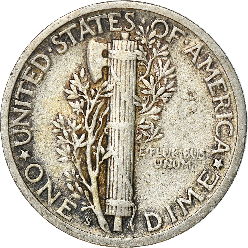 Coin, United States, Mercury Dime, Dime, 1939, U.S. Mint, San Francisco