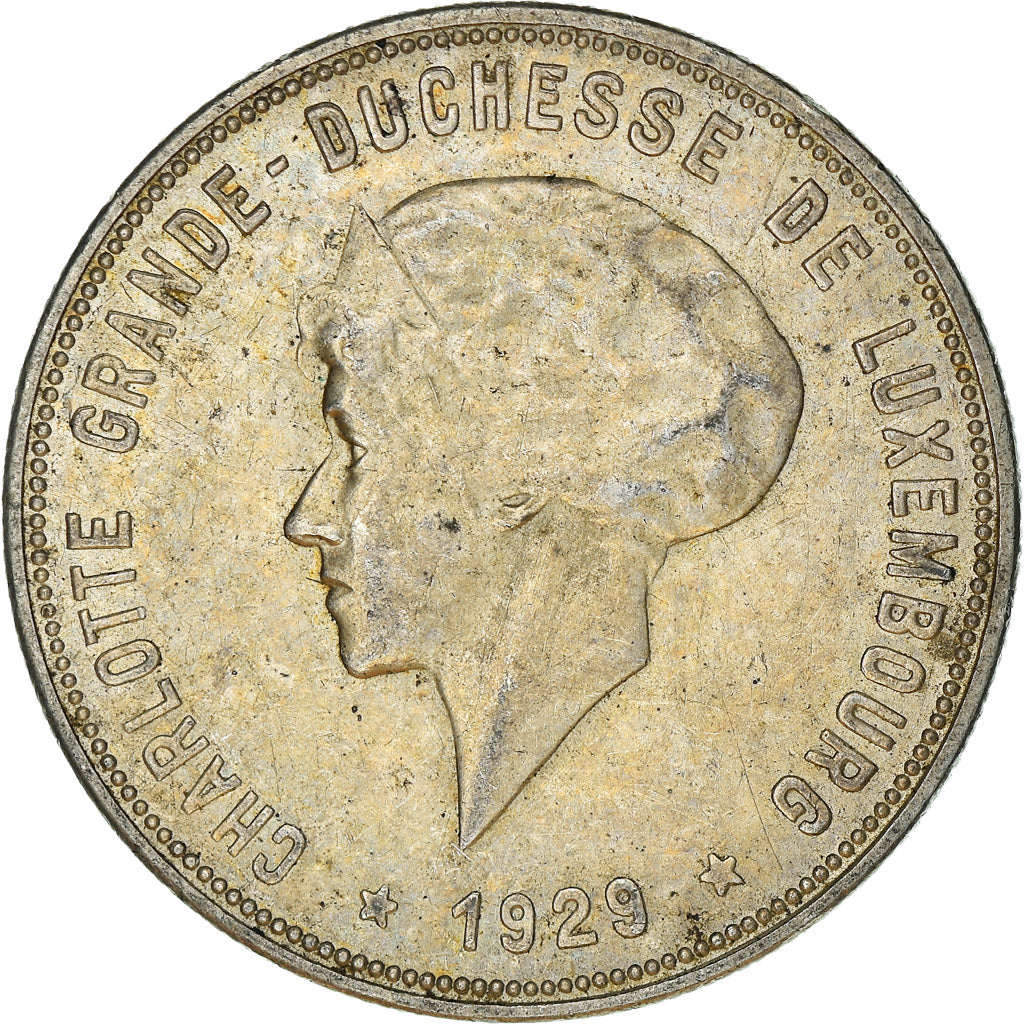 Coin, Luxembourg, Charlotte, 10 Francs, 1929, AU(50-53), Silver, KM:39