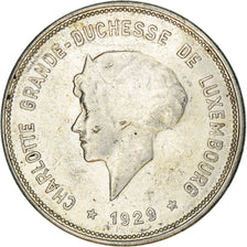 Moneta, Lussemburgo, Charlotte, 5 Francs, 1929, BB+, Argento, KM:38