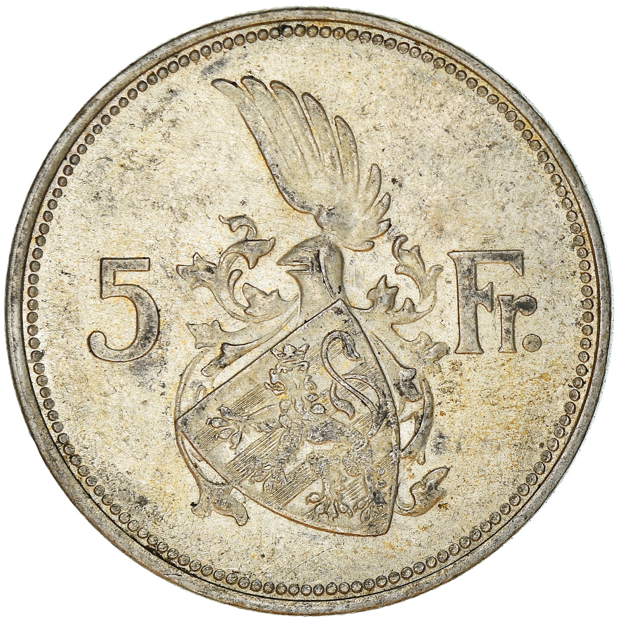 Moneta, Lussemburgo, Charlotte, 5 Francs, 1929, BB+, Argento, KM:38