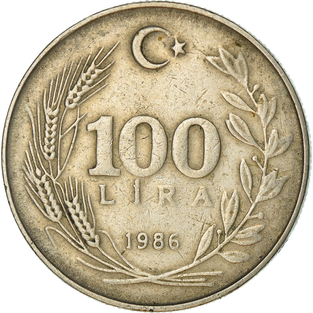 Coin, Turkey, 100 Lira, 1986, VF(30-35), Copper-Nickel-Zinc, KM:967