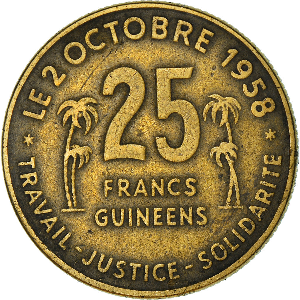 Moneta, Guinea, 5 Francs, 1959, MB+, Alluminio-bronzo, KM:1