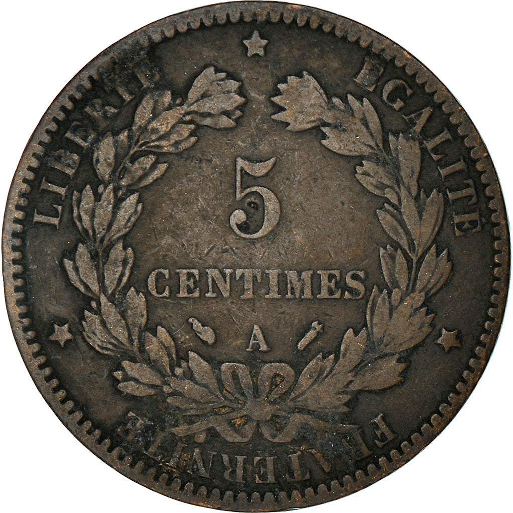 Moneta, Francia, Cérès, 5 Centimes, 1893, Paris, MB, Bronzo, KM:821.1