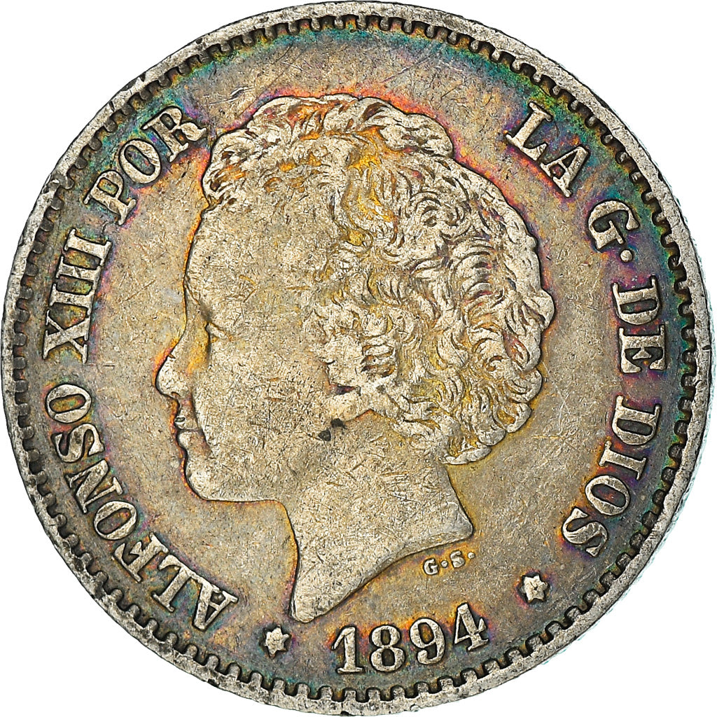 Monnaie, Espagne, Alfonso XIII, 50 Centimos, 1894, Madrid, TTB+, Argent, KM:703