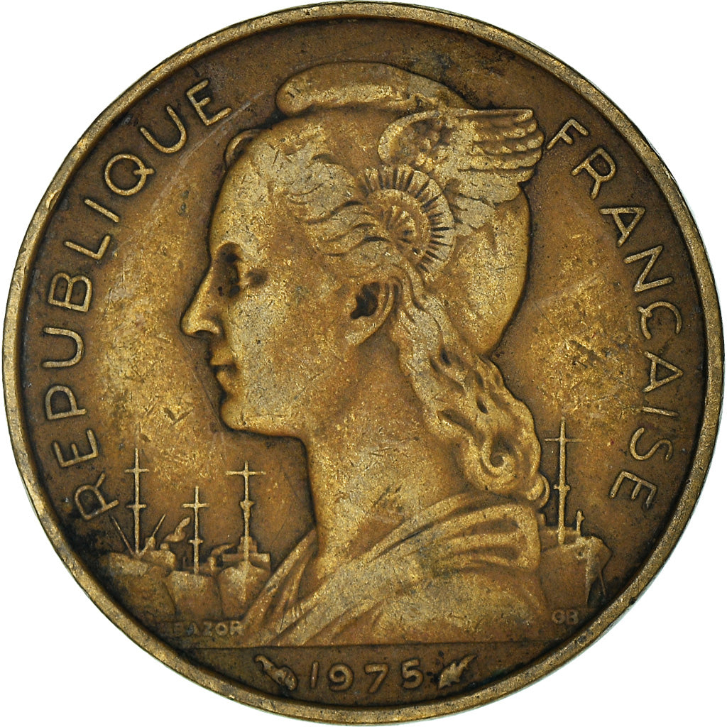 Moneda, TERRITORIO FRANCÉS DE LOS AFARS E ISSAS, 20 Francs, 1975, Paris, BC+