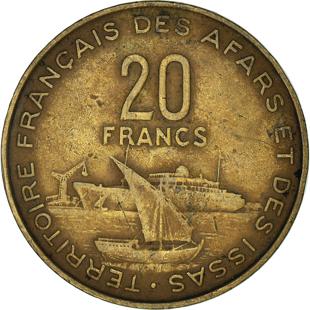 Moneda, TERRITORIO FRANCÉS DE LOS AFARS E ISSAS, 20 Francs, 1975, Paris, BC+