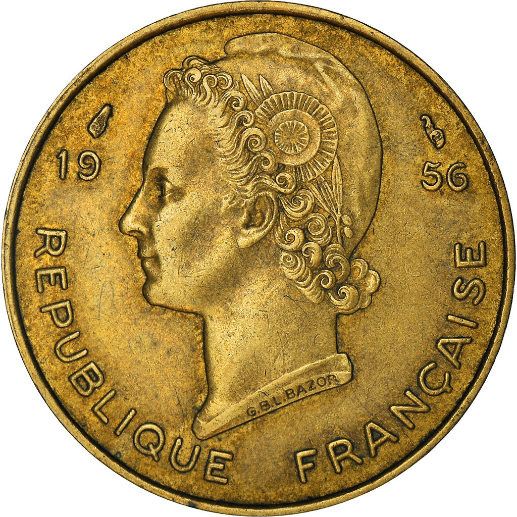 Münze, French West Africa, 10 Francs, 1956, SS+, Aluminum-Bronze, KM:6