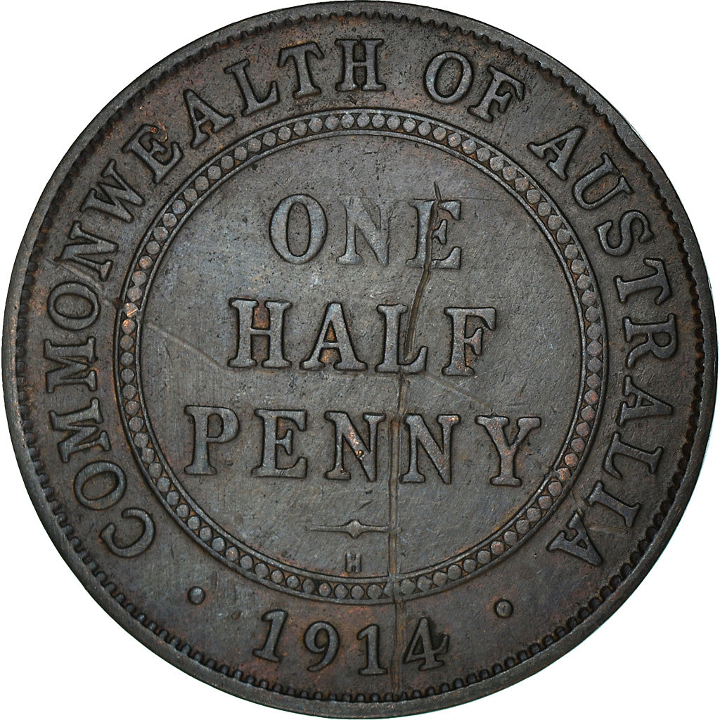 Moneta, Australia, George V, 1/2 Penny, 1914, London, BB, Bronzo, KM:22