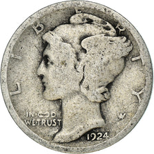 Moneta, Stati Uniti, Mercury Dime, Dime, 1924, U.S. Mint, Philadelphia, MB