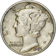 Coin, United States, Mercury Dime, Dime, 1942, U.S. Mint, San Francisco