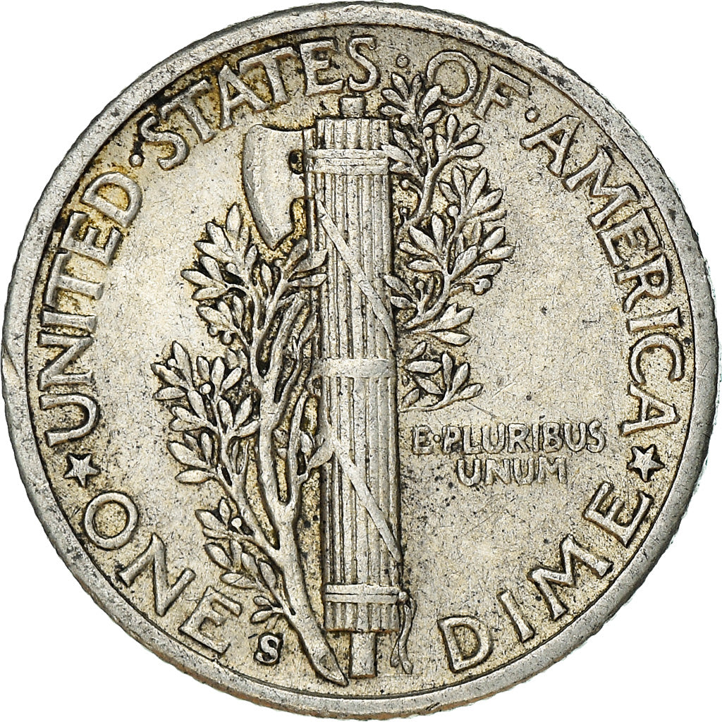 Coin, United States, Mercury Dime, Dime, 1942, U.S. Mint, San Francisco
