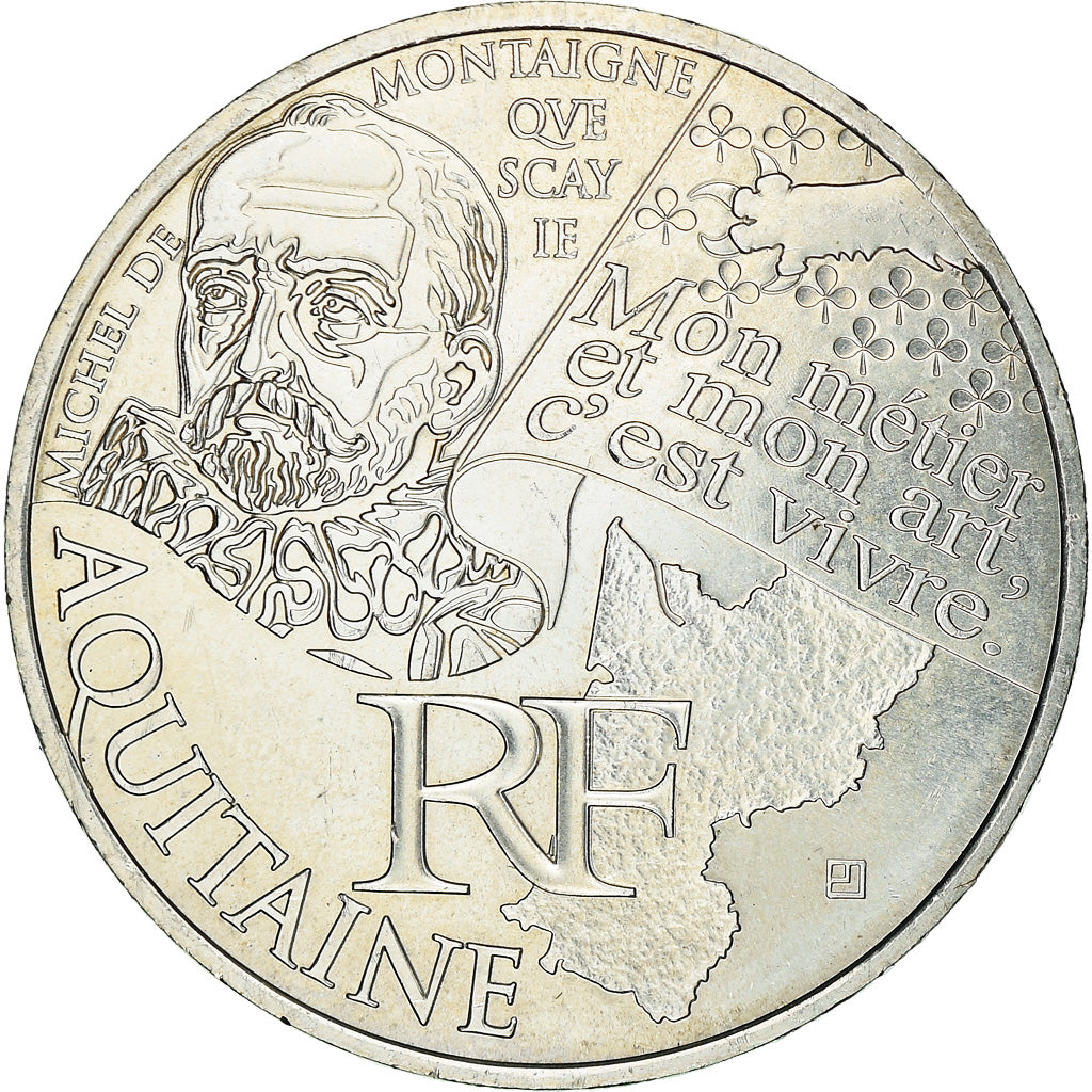France, 10 Euro, Aquitaine, 2012, Paris, MS(60-62), Silver, Gadoury:EU514