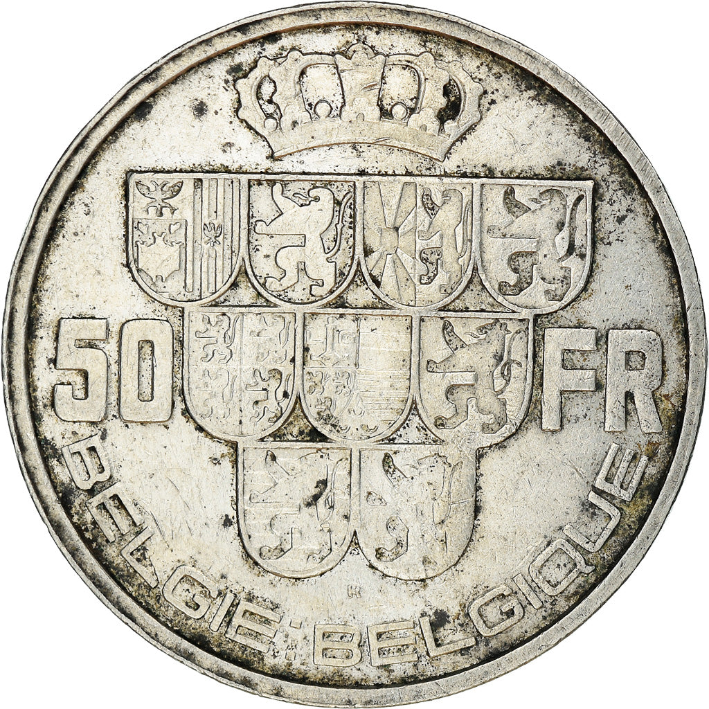Coin, Belgium, 50 Francs, 50 Frank, 1939, EF(40-45), Silver, KM:122.1