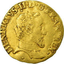Moneda, Francia, Henri d'or, 1551, La Rochelle, BC+, Oro, Sombart:4976c