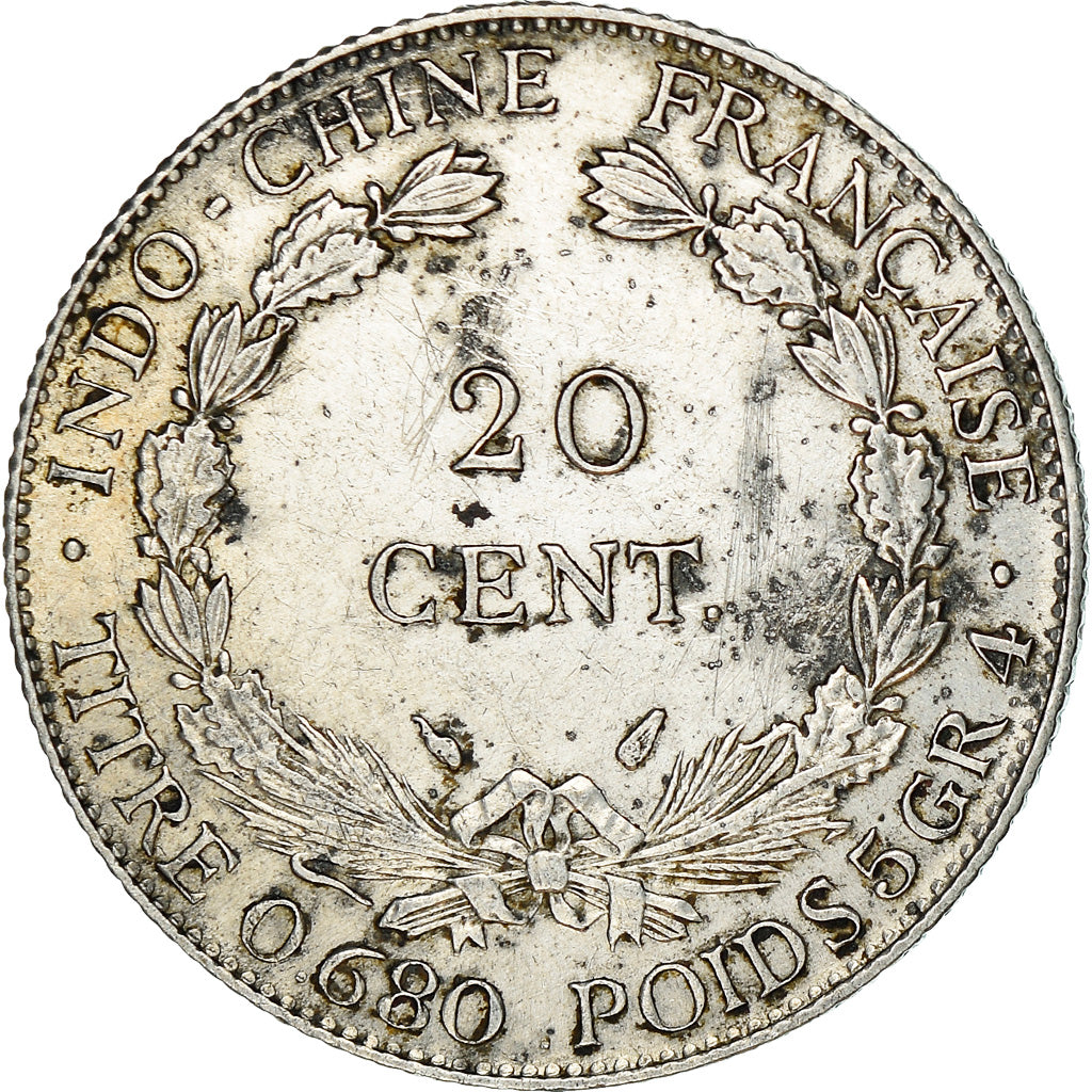 Münze, FRENCH INDO-CHINA, 20 Cents, 1937, Paris, SS, Silber, KM:17.2