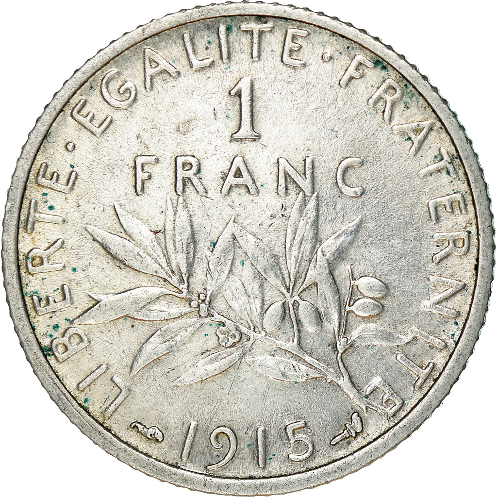 Moeda, França, Semeuse, Franc, 1915, Paris, EF(40-45), Prata, KM:844.1