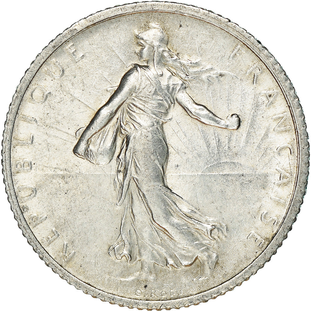 Coin, France, Semeuse, Franc, 1917, Paris, MS(60-62), Silver, KM:844.1