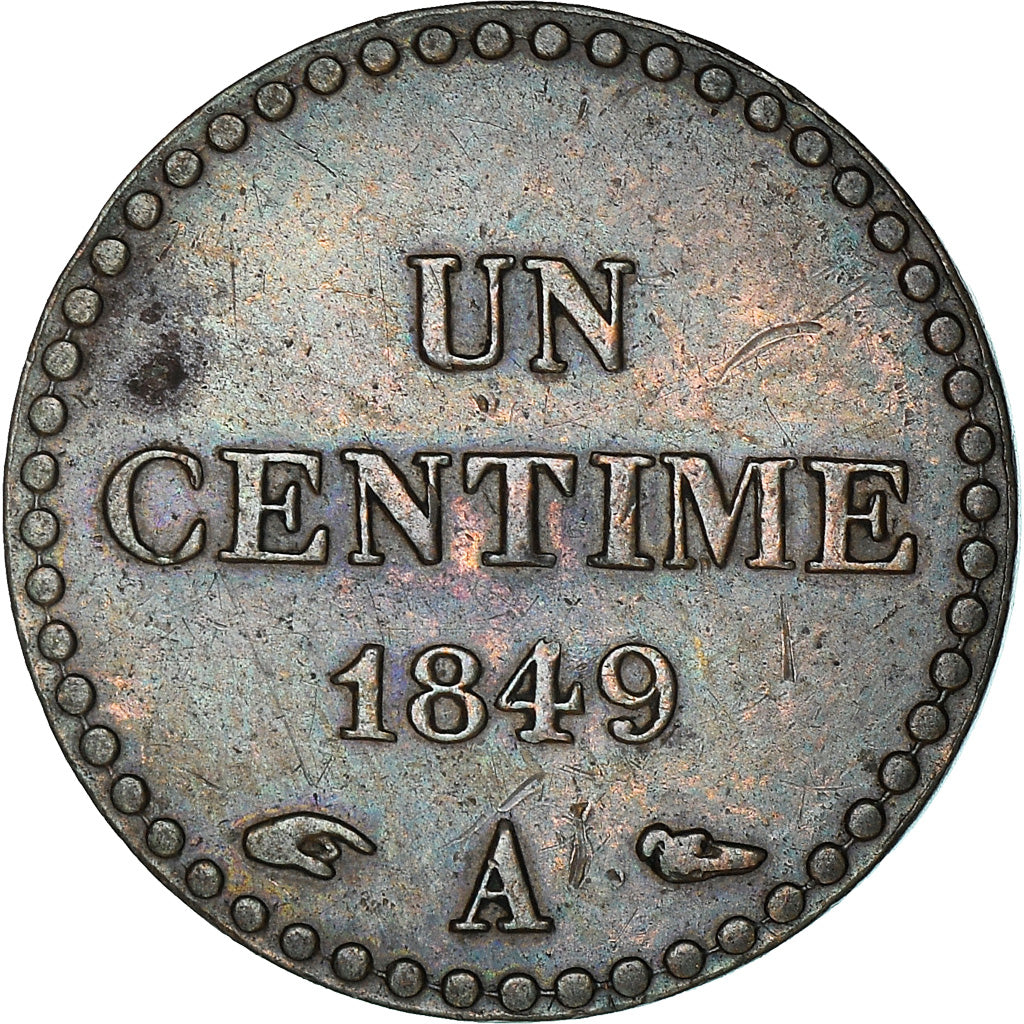 Moneta, Francia, Dupré, Centime, 1849, Paris, BB+, Bronzo, KM:754, Gadoury:84