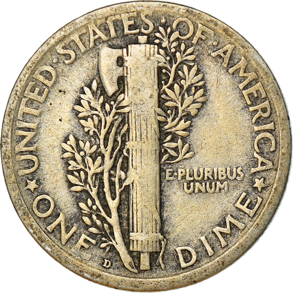 Coin, United States, Mercury Dime, Dime, 1918, Denver, VF(30-35), Silver, KM:140