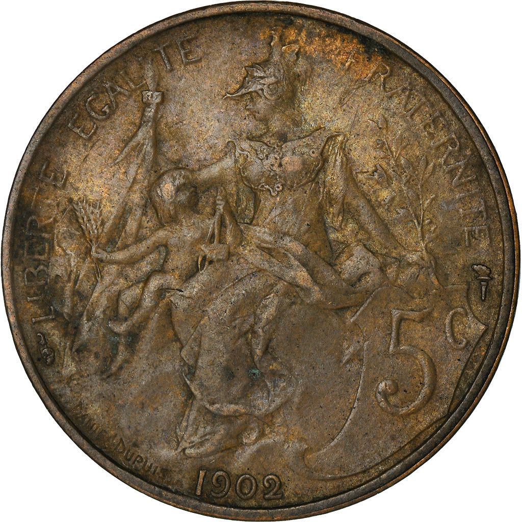 Moneta, Francja, Dupuis, 5 Centimes, 1902, Paris, VF(30-35), Bronze, KM:842