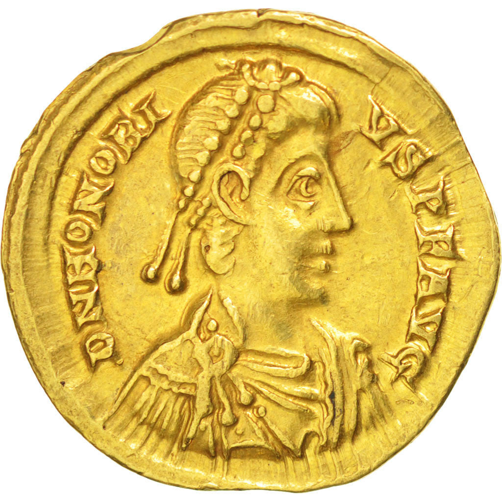 Honorius, Solidus, Milan, BB+, Oro, RIC:1206