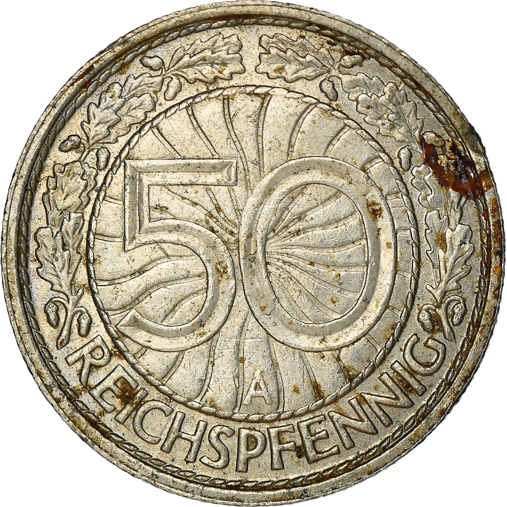 Moneda, ALEMANIA - REPÚBLICA DE WEIMAR, 50 Reichspfennig, 1928, Berlin, BC+