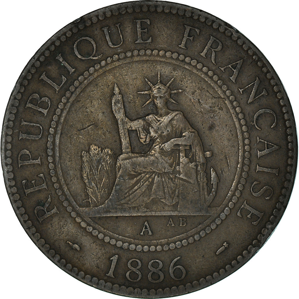 Coin, FRENCH INDO-CHINA, Cent, 1886, Paris, EF(40-45), Bronze, KM:1