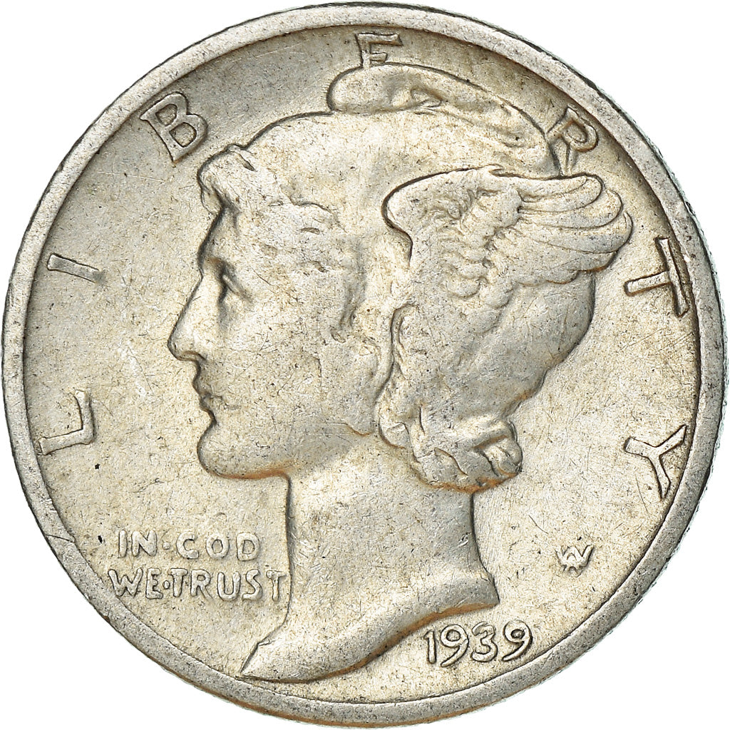 Moneta, Stati Uniti, Mercury Dime, Dime, 1939, U.S. Mint, Philadelphia, BB+