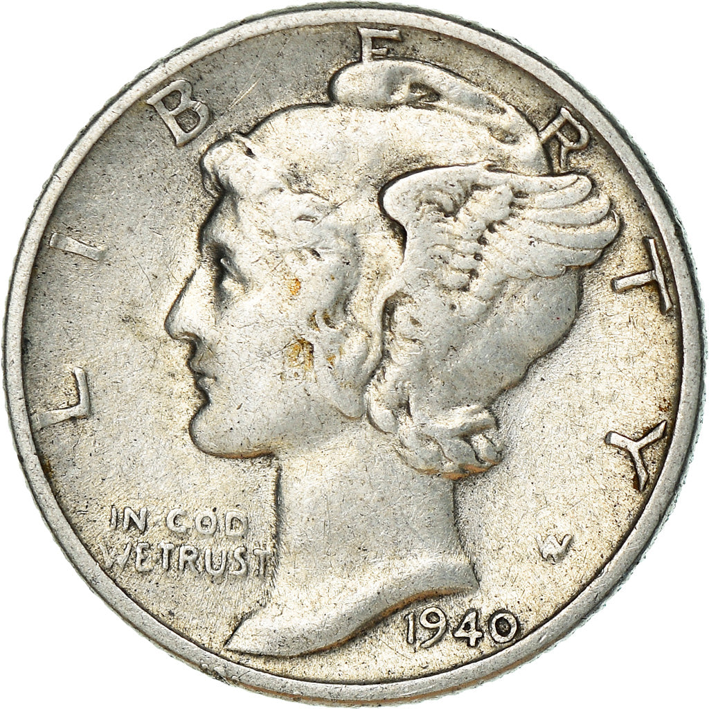 Monnaie, États-Unis, Mercury Dime, Dime, 1940, U.S. Mint, Philadelphie, TTB