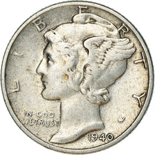 Monnaie, États-Unis, Mercury Dime, Dime, 1940, U.S. Mint, Philadelphie, TTB