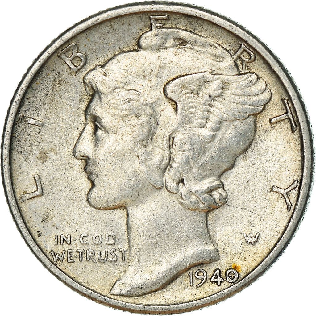 Coin, United States, Mercury Dime, Dime, 1940, U.S. Mint, Philadelphia