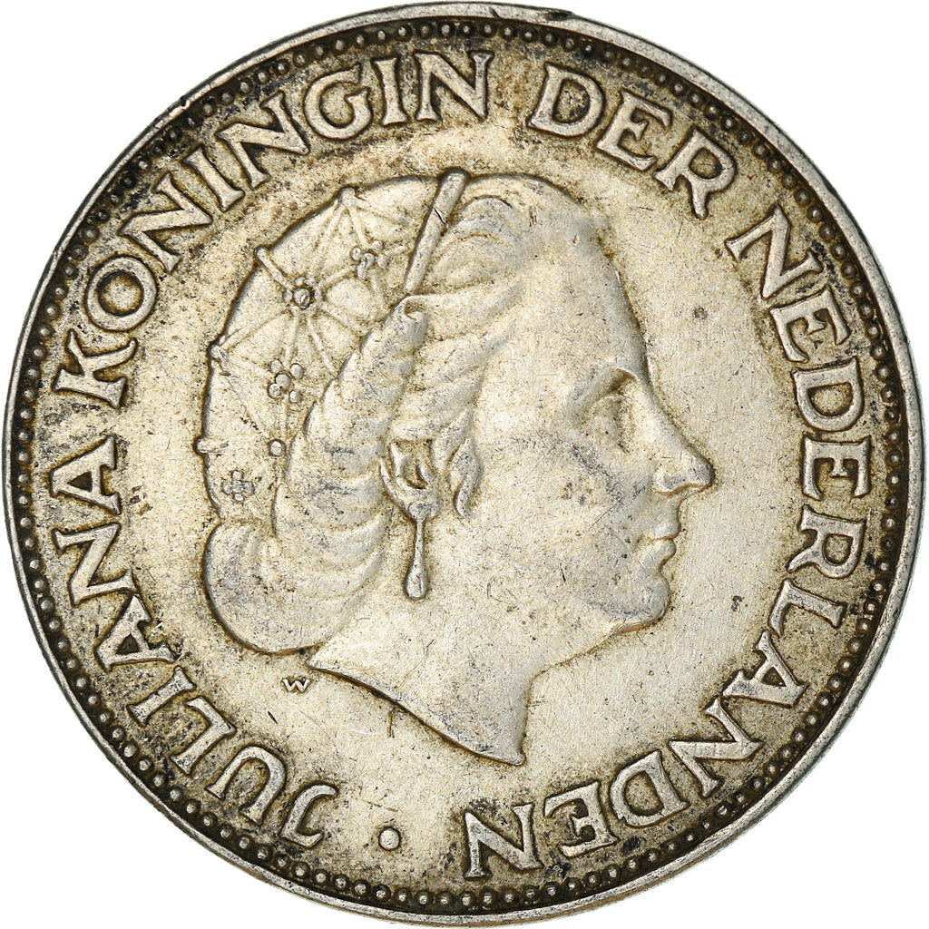Coin, Netherlands, Juliana, 2-1/2 Gulden, 1964, EF(40-45), Silver, KM:185
