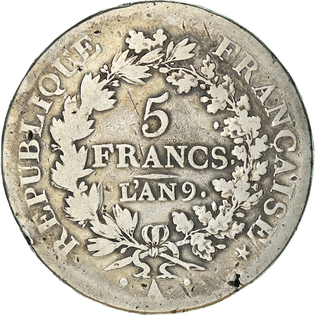 Moneta, Francia, Union et Force, 5 Francs, 1800, Paris, B+, Argento, KM:639.1
