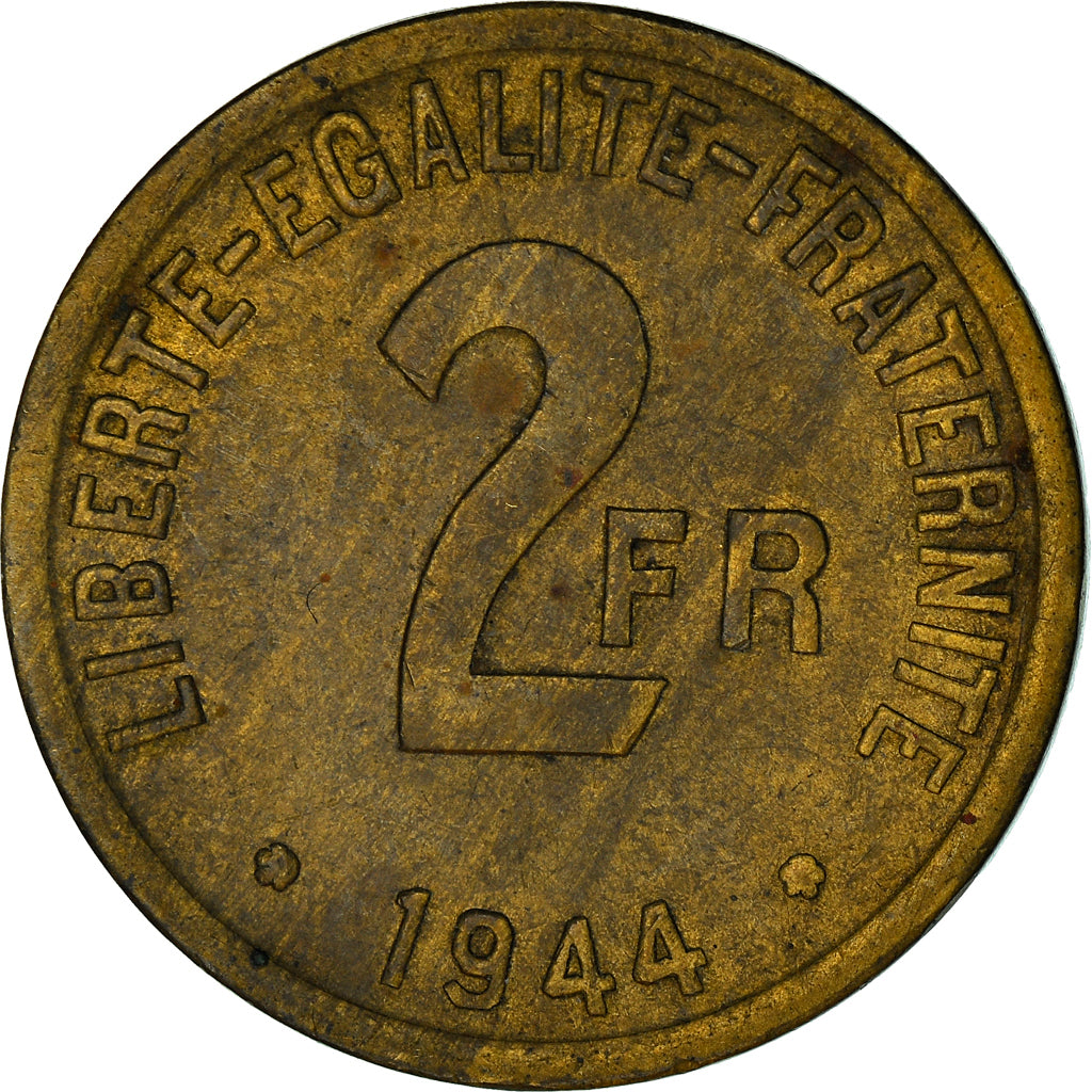 Moneta, Francia, France Libre, 2 Francs, 1944, Philadelphia, MB+, Ottone