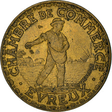 Moneda, Francia, Evreux, 1 Franc, 1922, MBC, Latón, Elie:10.4