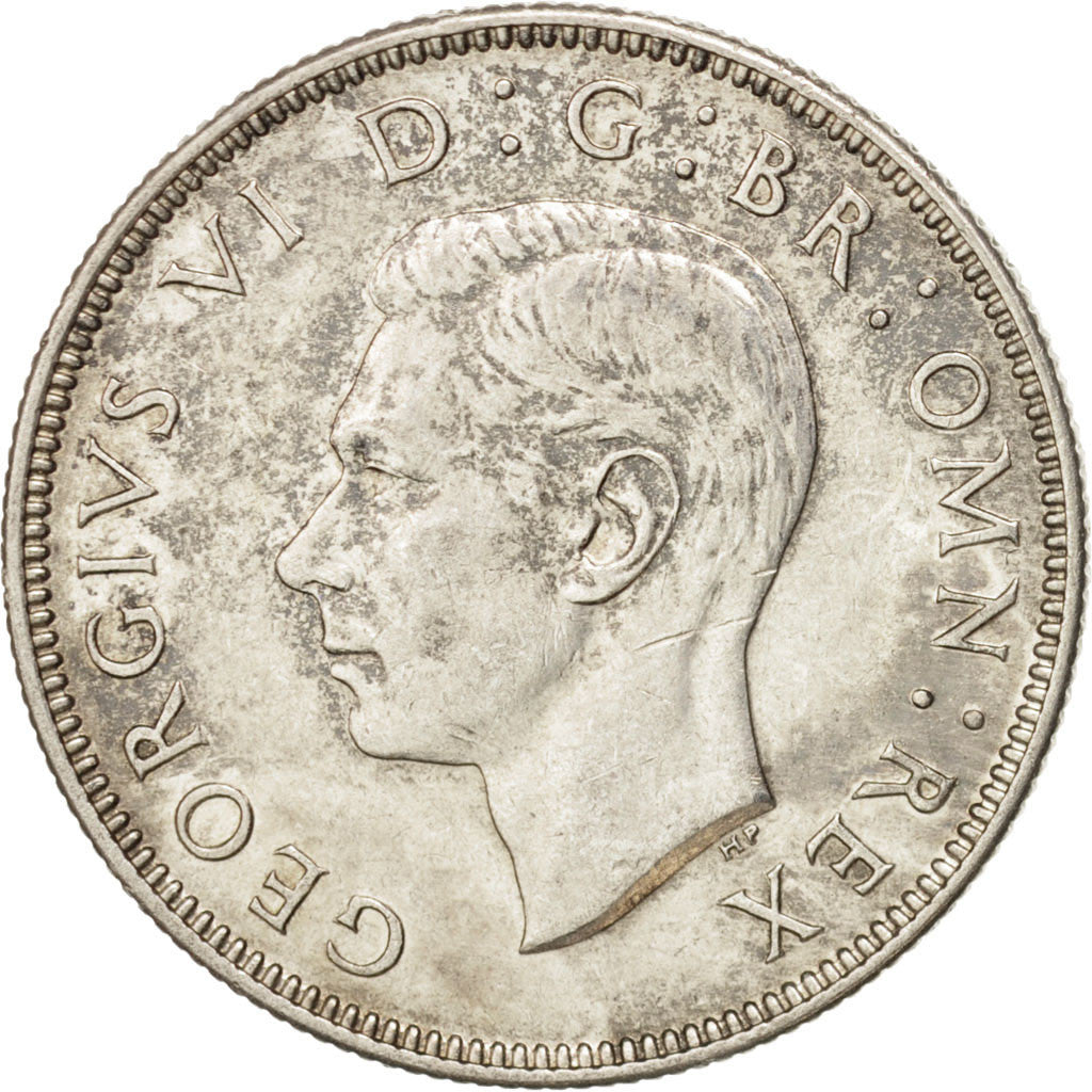 GREAT BRITAIN, Florin, Two Shillings, 1944, KM #855, AU(55-58), Silver, 28.3,...