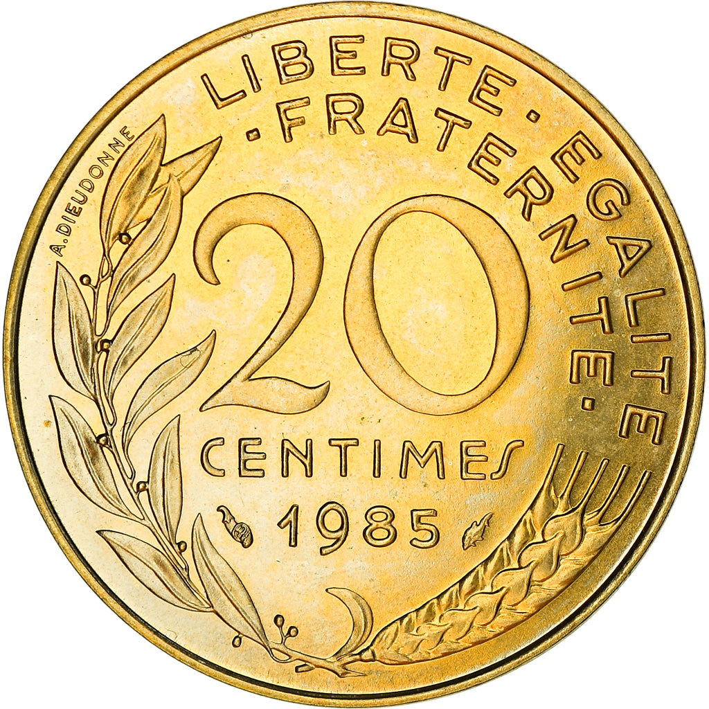 Munten, Frankrijk, Marianne, 20 Centimes, 1985, Paris, UNC-, Aluminum-Bronze