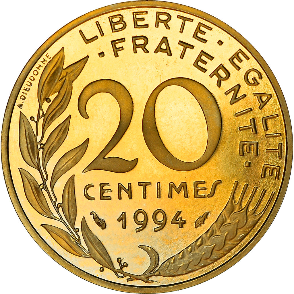Coin, France, Marianne, 20 Centimes, 1994, Paris, Proof, MS(65-70)