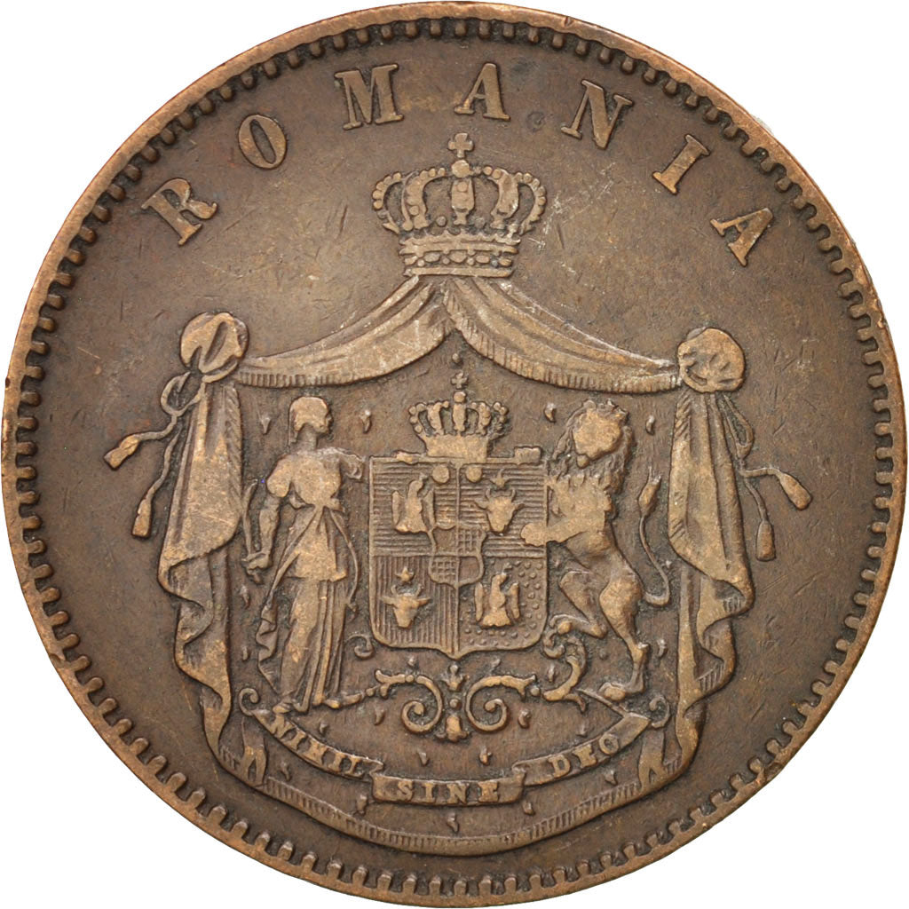 ROMANIA, 10 Bani, 1867, KM #4.2, EF(40-45), Copper, 30, 9.78