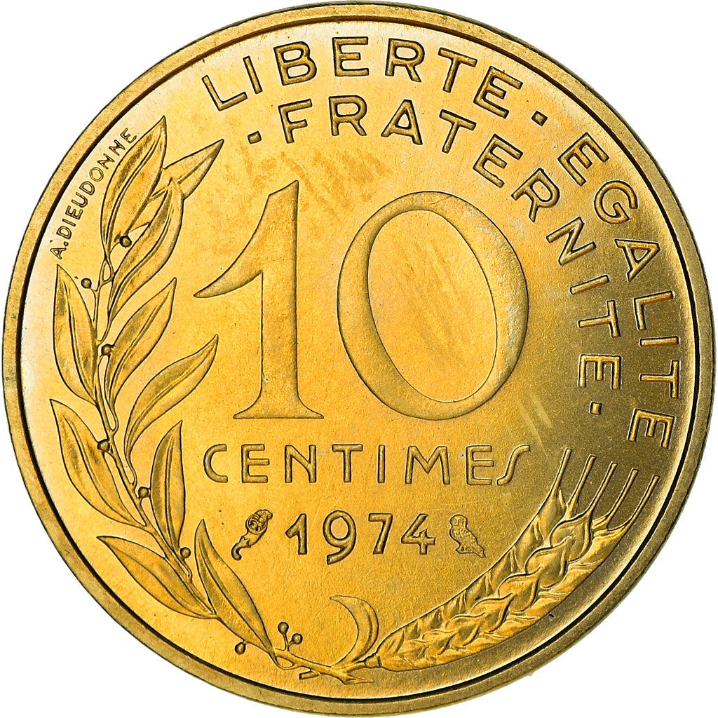 Münze, Frankreich, Marianne, 10 Centimes, 1974, Paris, UNZ, Aluminum-Bronze