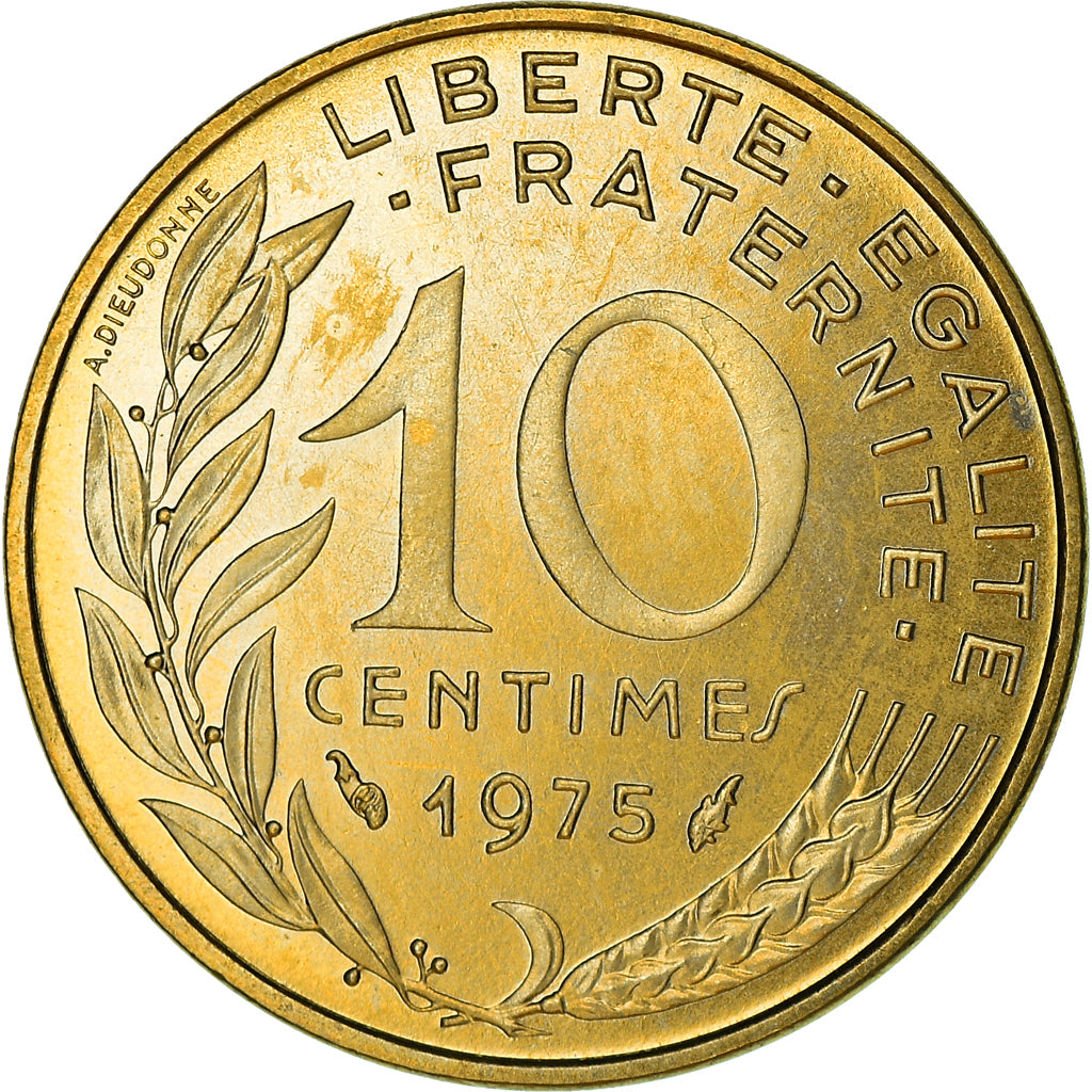 Coin, France, Marianne, 10 Centimes, 1975, Paris, MS(60-62), Aluminum-Bronze